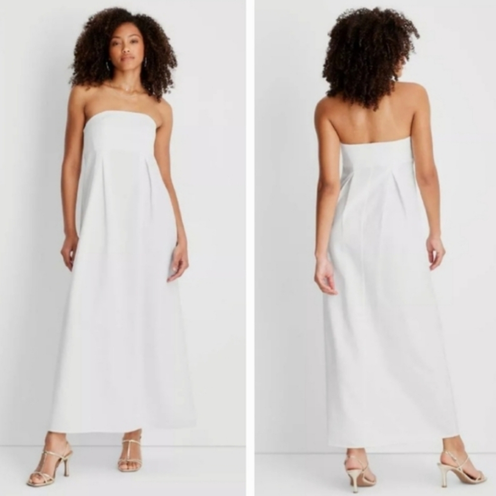 Chic Strapless White Maxi Dress